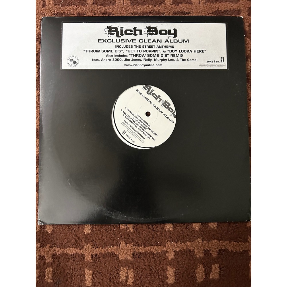 Rich Boy Exclusive Clean Album 2LP Vinyl Throw Some D's Promo 2007 Hip Hop